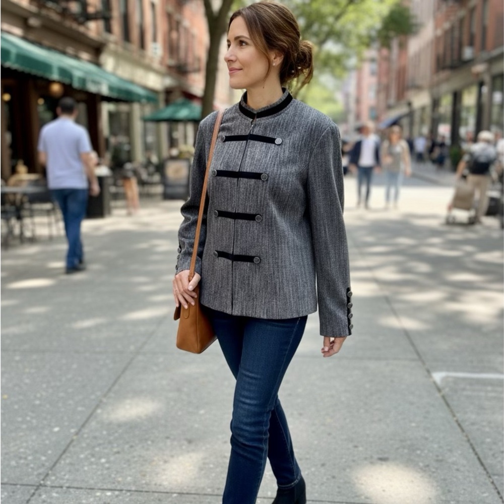 Conrad C Women's Military-Style Jacket with gorgeous buttons. Ptp 23”length22.5” - Picture 2 of 14